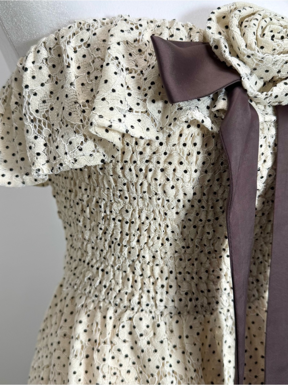 Anthropologie Romantic Coquette Maude Club Strapless Polka Dot Maxi Dress NWT L - Picture 8 of 9